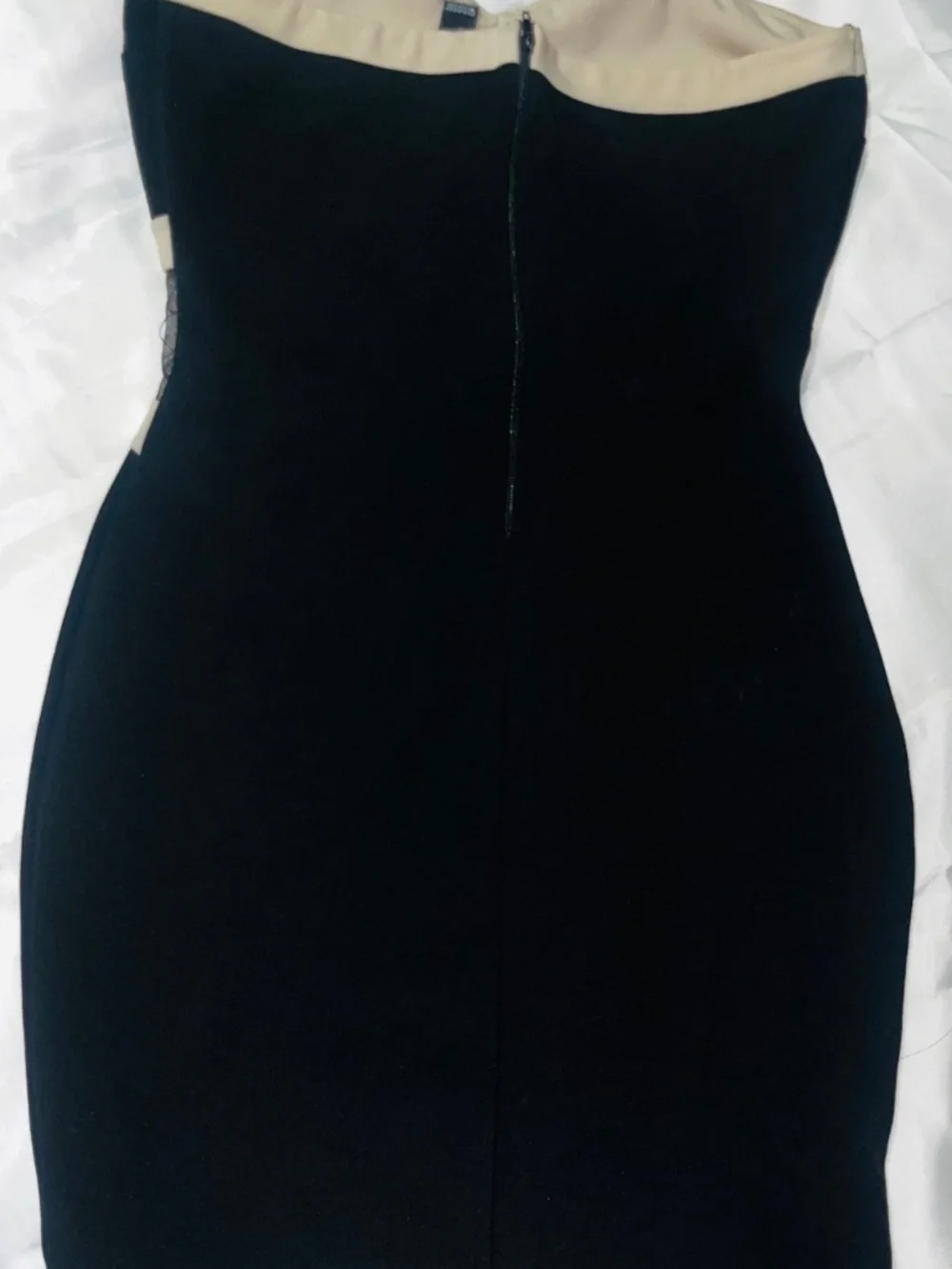 Windsor Womens Black Beige Mesh Strapless Bodycon Mini Dress Polyester Size S - Picture 2 of 13